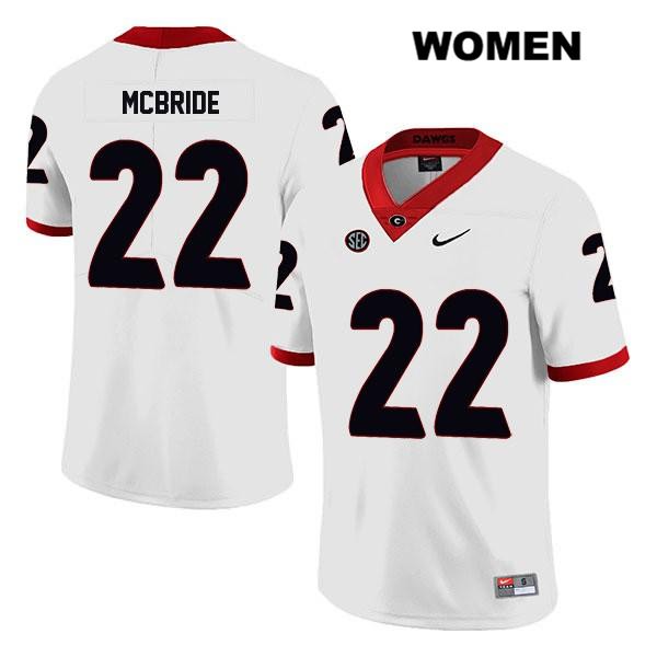 Georgia Bulldogs Women's Nate McBride #22 NCAA Legend Authentic White Nike Stitched College Football Jersey AHU4056VO
